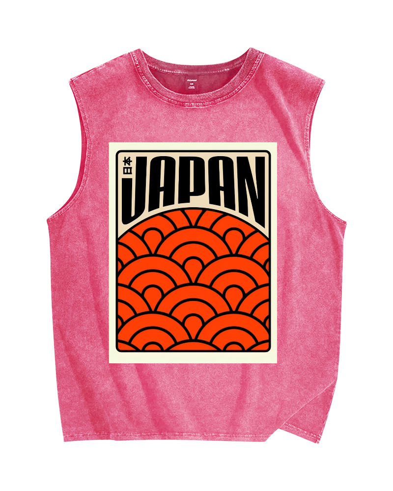 Japan Poster Vintage Distressed Washed Tank Top