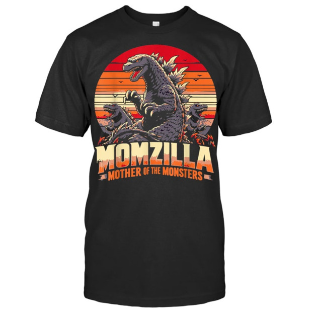 Funny Momzilla Mother Of Monsters Retro Birthday Gozila T Shirt