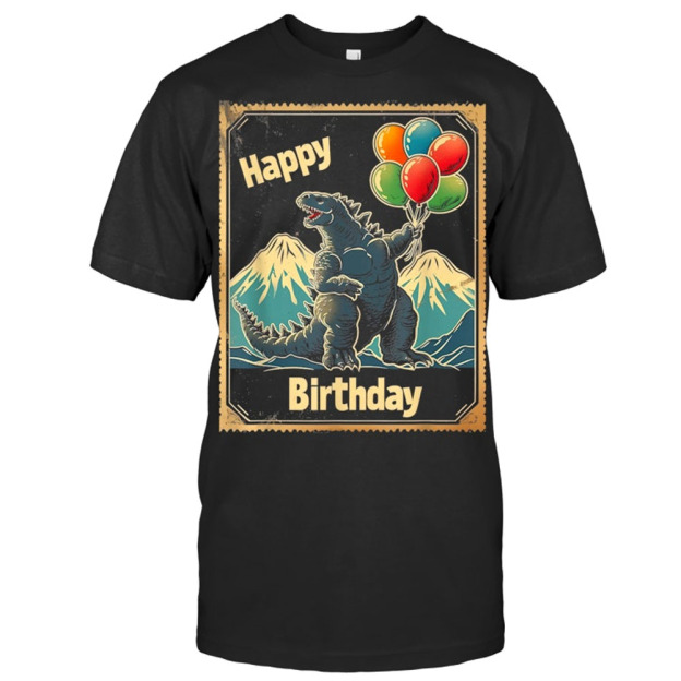 Kaiju Birthday Party Manga Japanese Monster Movie Theme Gozila T Shirt