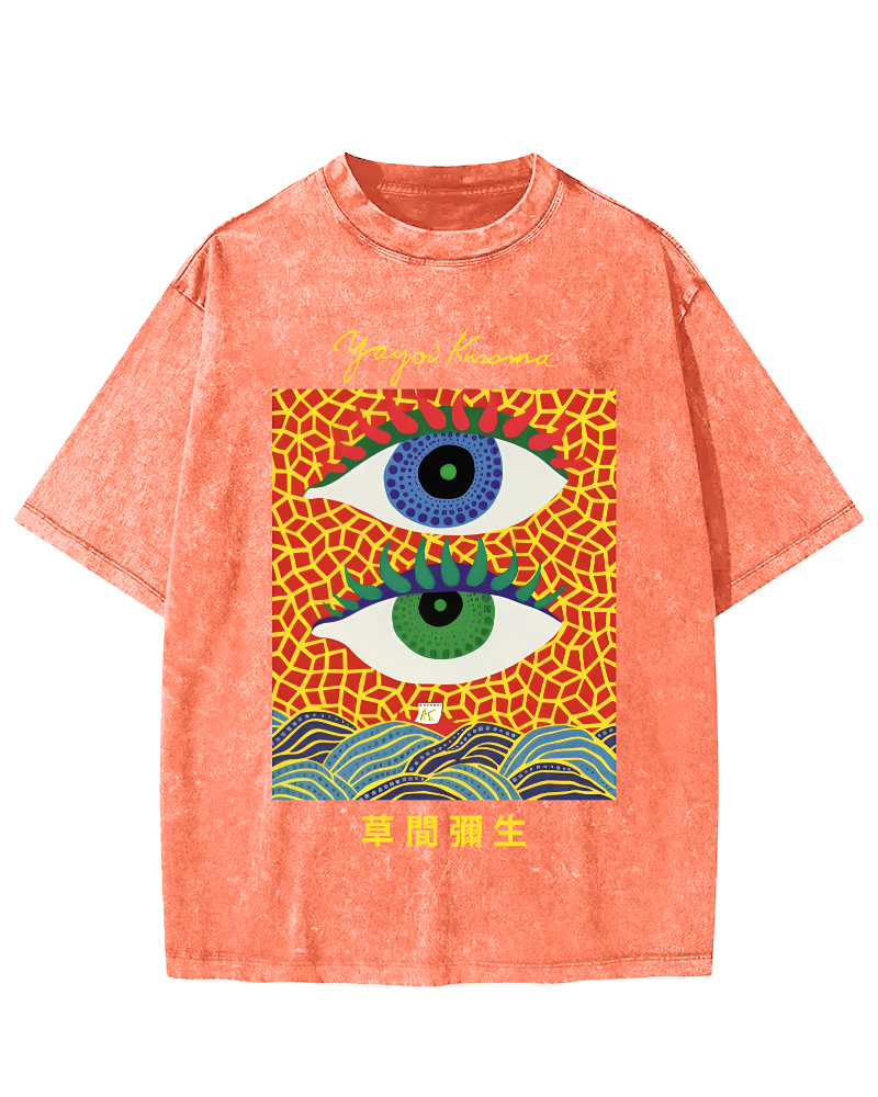 Yayoi Kusama's Abstract Eye Art Vintage Washed T-shirt