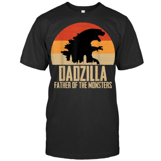 Monsters Fathers Day Dadzilla Dino Sunset Gozila T Shirt