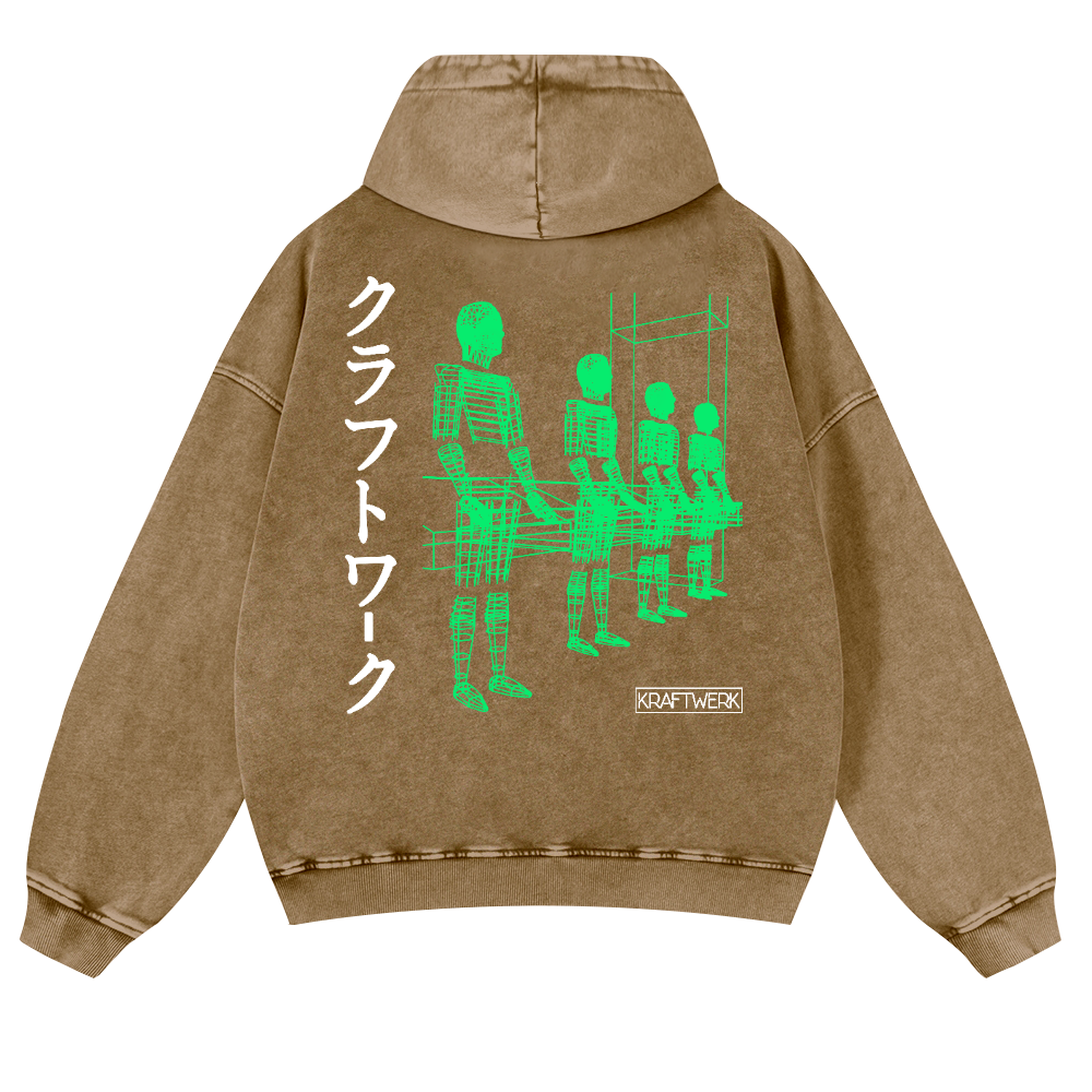 Kraftwerk Band Vintage Washed Cotton Back Art Hoodie