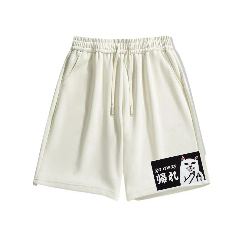 Go Away White Cat Cotton Casual Shorts