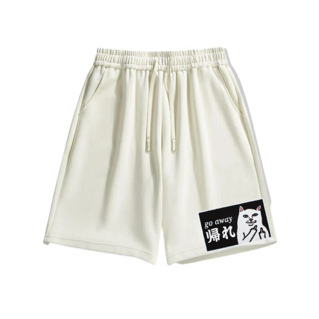 Go Away White Cat Cotton Casual Shorts