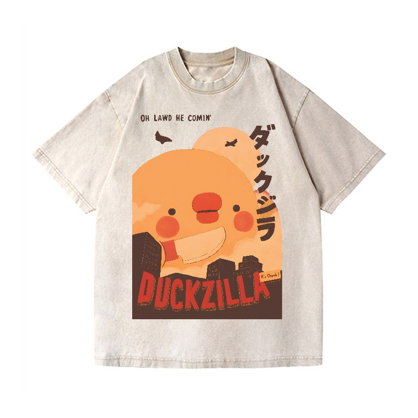 Duck Godzilla Vintage Wash Japanese Design T-Shirt