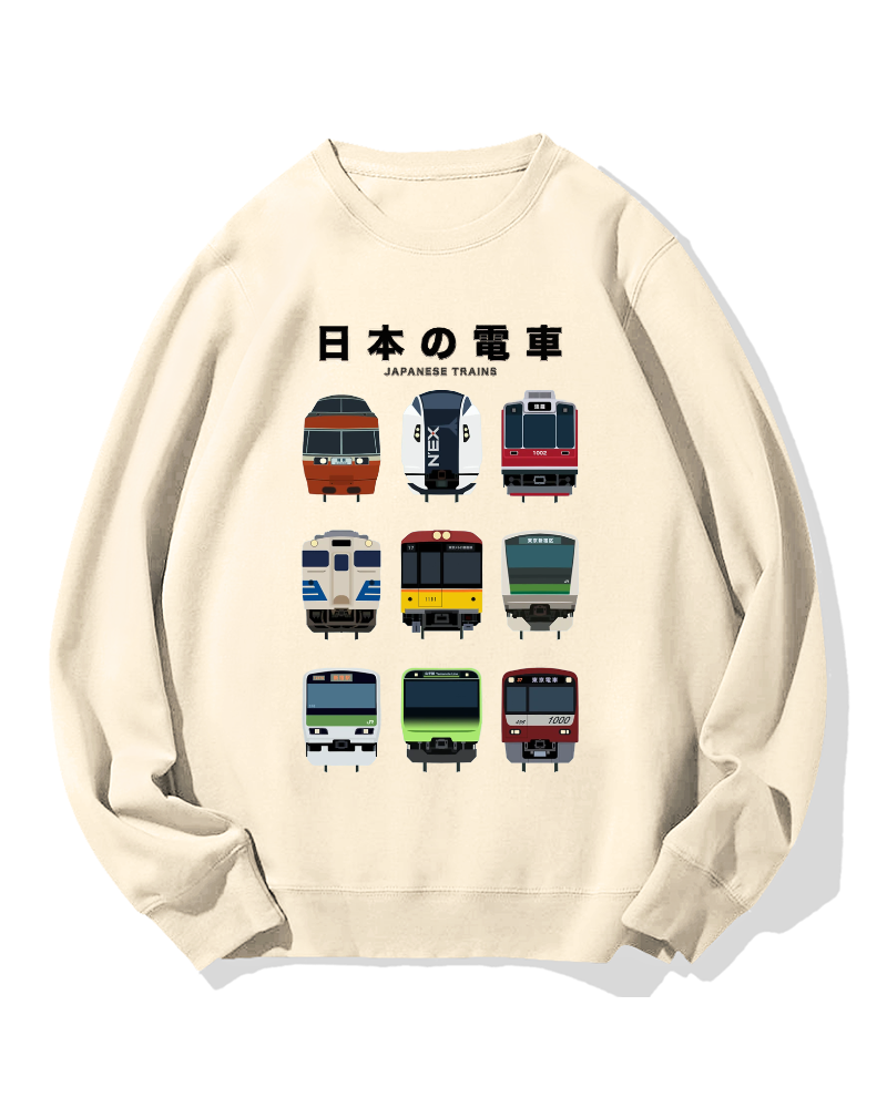 Japanese Trains Cotton Sweatshirt