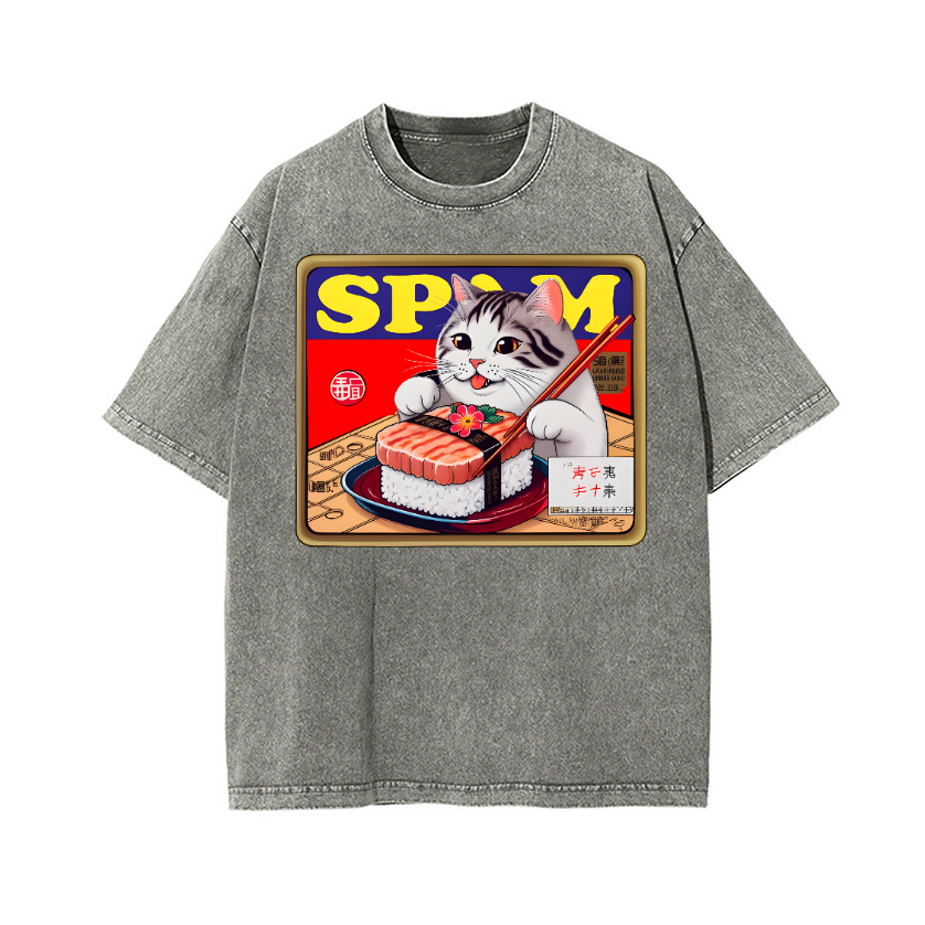 Sushi Cat Vintage Wash Japanese Design T-Shirt