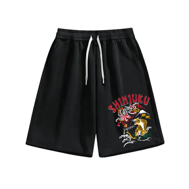 Shinjuku Dragon and Tiger Cotton Casual Shorts