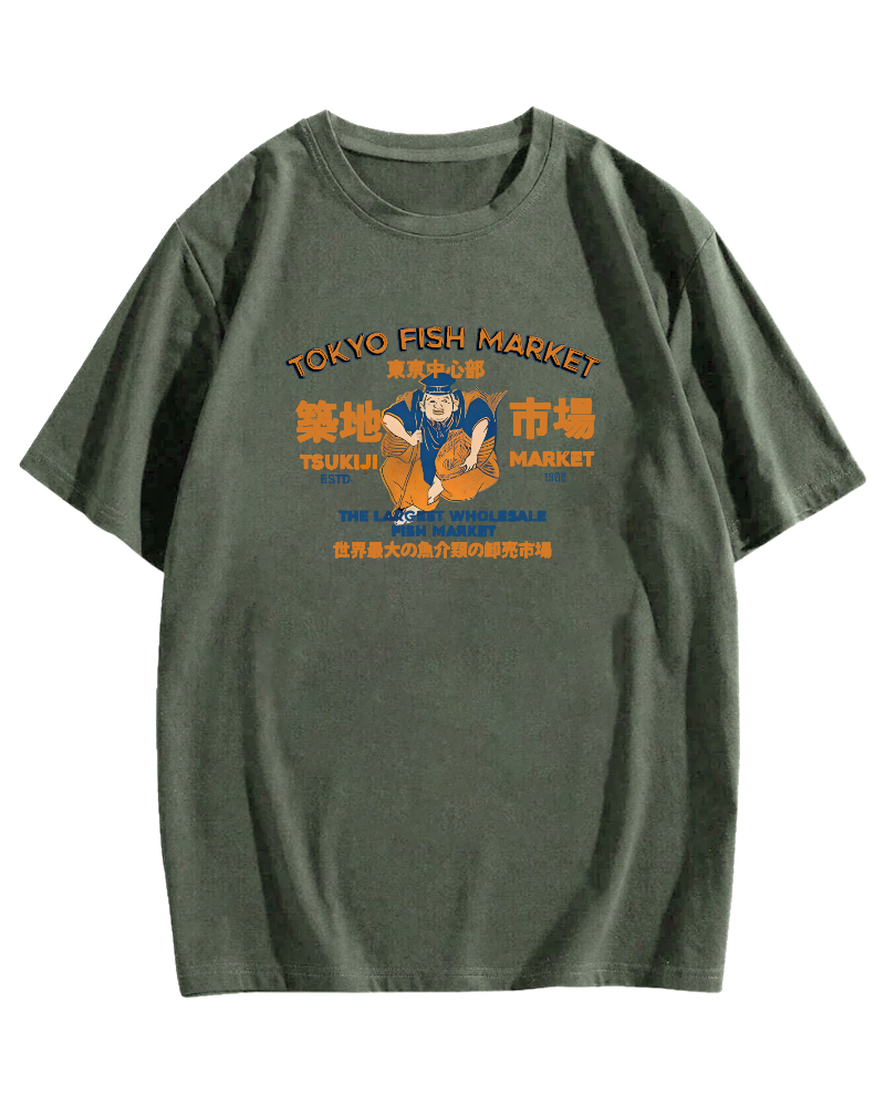 Tokyo Tsukiji Market Cotton casual T-shirt