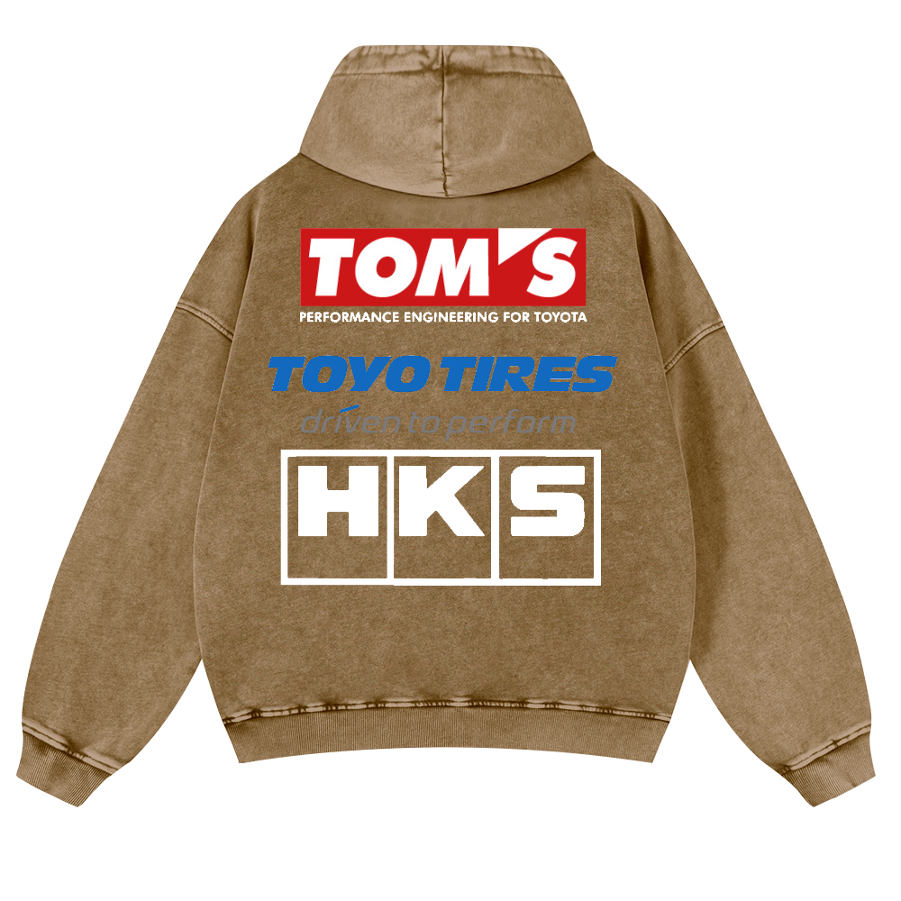 Tom's, Toyo Tires, HKS Vintage Washed Cotton Back Art Hoodie