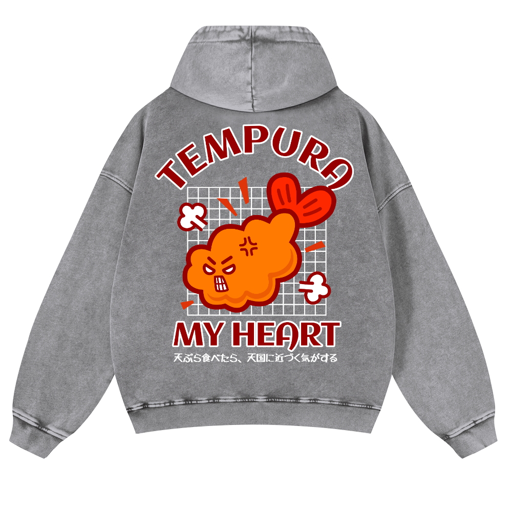 Tempura Shrimp Vintage Washed Cotton Back Art Hoodie