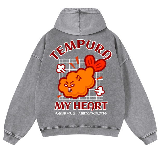 Tempura Shrimp Vintage Washed Cotton Back Art Hoodie