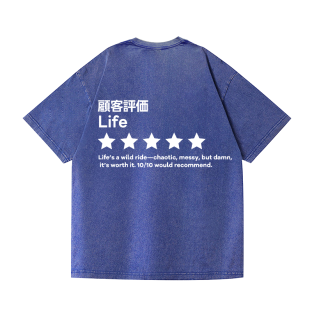 Life Vintage Wash Japanese Design Back Art T-Shirt