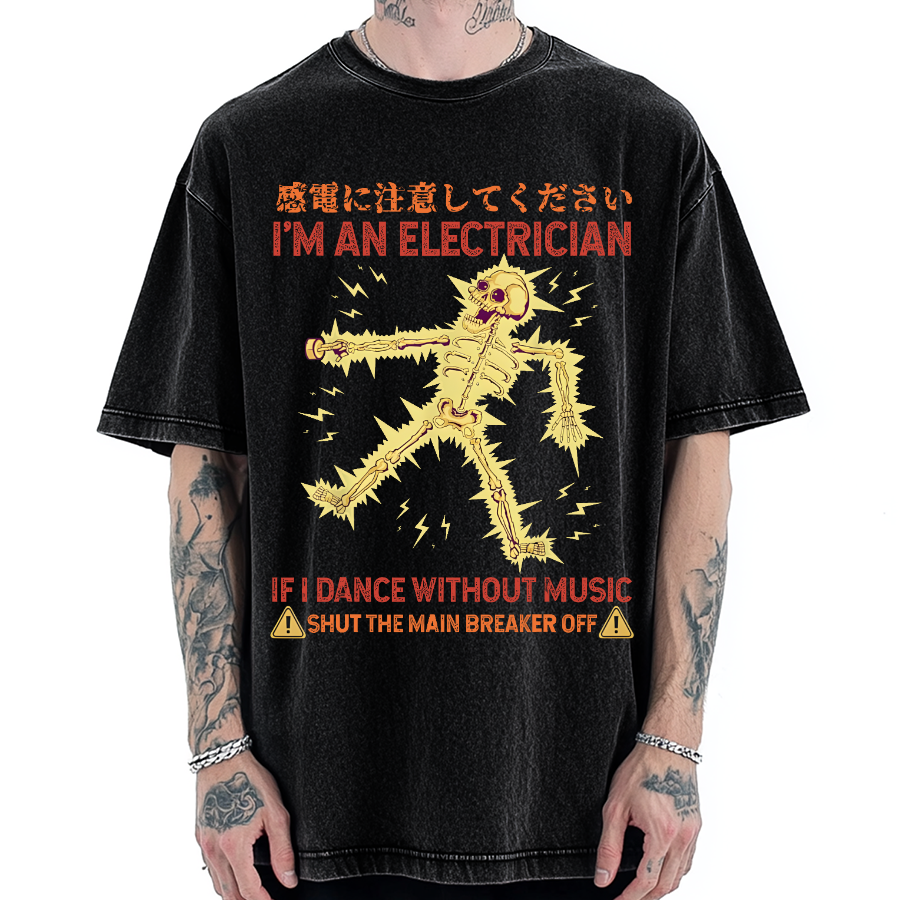 Electrician Dance Skeleton Vintage Washed T-shirt