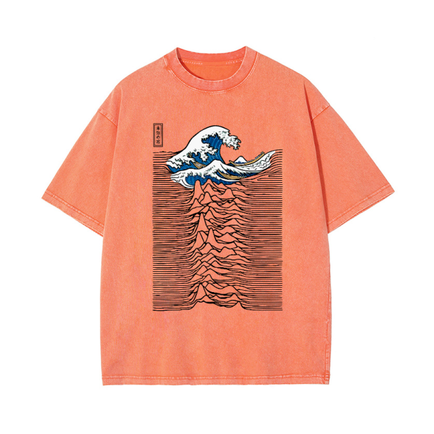 The Great Wave off Kanagawa Ukiyoe Vintage Wash Japanese Design T-Shirt