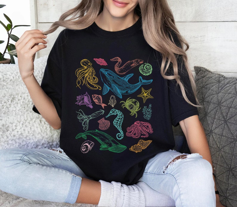 Retro Ocean Animal Shirt, Gift for Nature and Marine Lovers