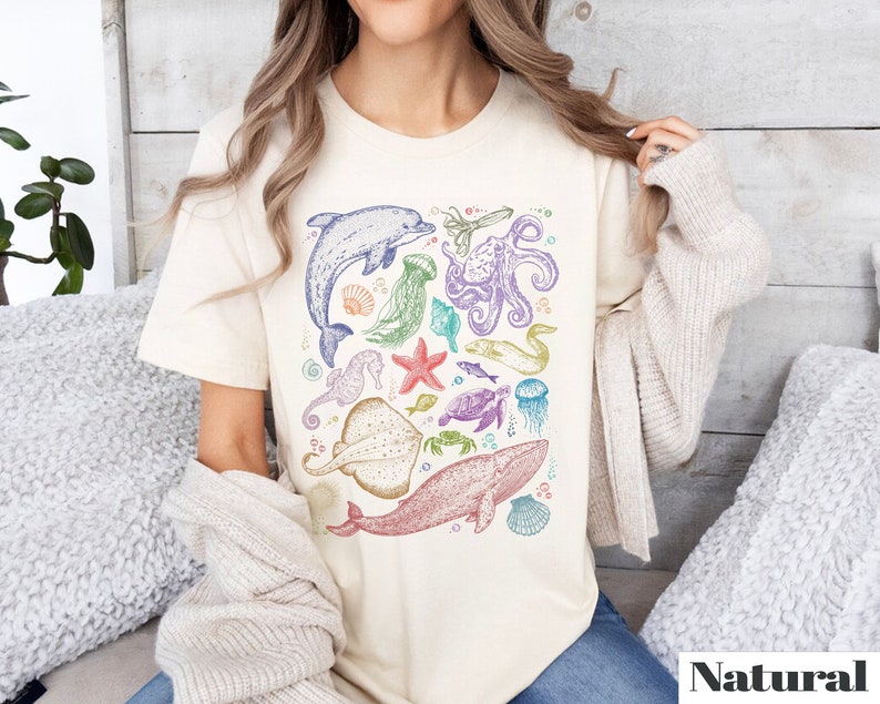 Sea Animal Shirt, 90s Tattoo Design, Gift for Marine Lovers