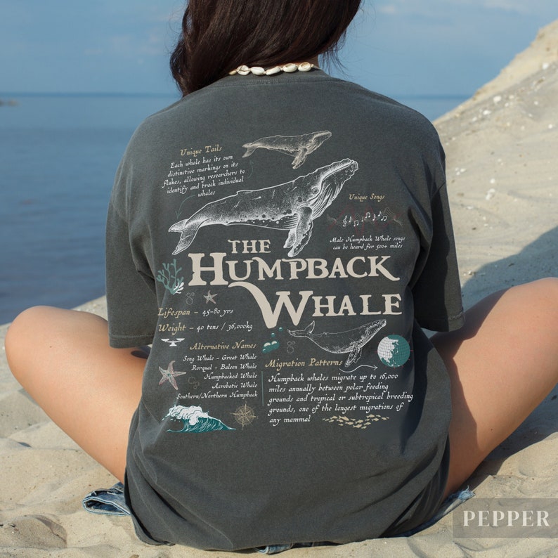 Vintage Humpback Whale T-Shirt, Oceancore Aesthetic, Beach Top