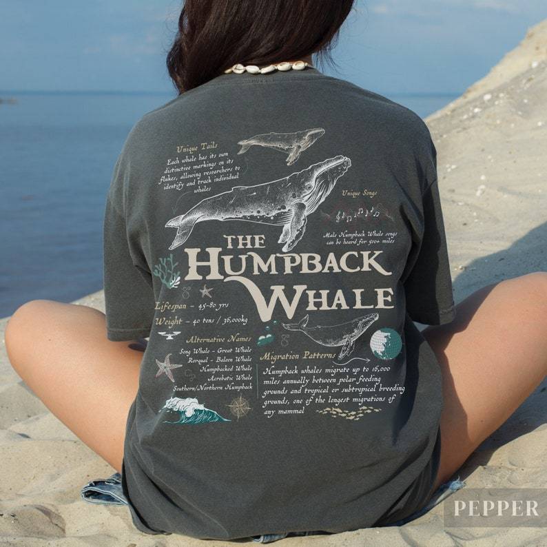 Vintage Humpback Whale T-Shirt, Oceancore Aesthetic, Beach Top