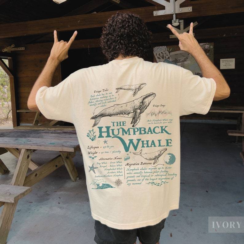 Vintage Humpback Whale T-Shirt, Oceancore Aesthetic, Beach Top