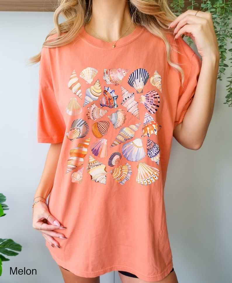 Seashell T-Shirt: Comfort Colors Oceancore Tee – Oversized Pastel Nautical Shirt & Shell Lover Gift