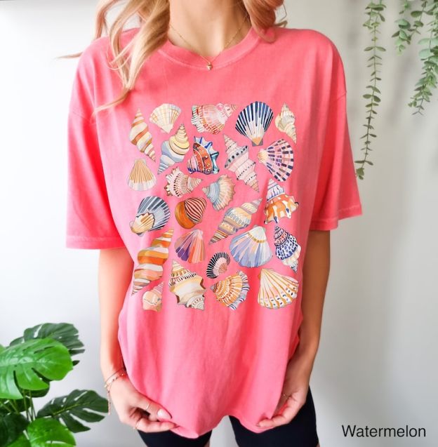 Seashell T-Shirt: Comfort Colors Oceancore Tee – Oversized Pastel Nautical Shirt & Shell Lover Gift