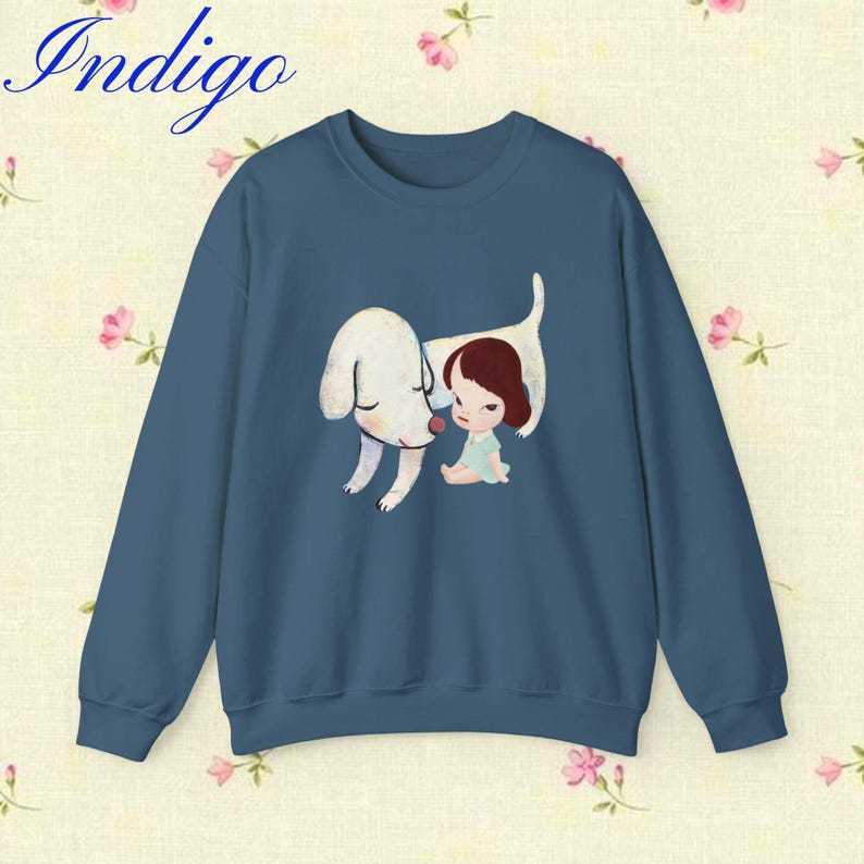 Yoshitomo Nara White Dog Sweatshirt: Lonesome Puppy Graphic Crewneck