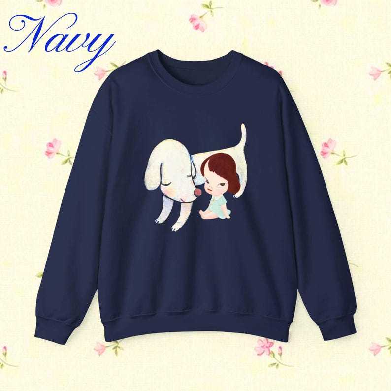 Yoshitomo Nara White Dog Sweatshirt: Lonesome Puppy Graphic Crewneck