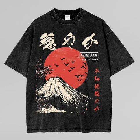 Unisex Odayaka Printed Washed T-Shirt