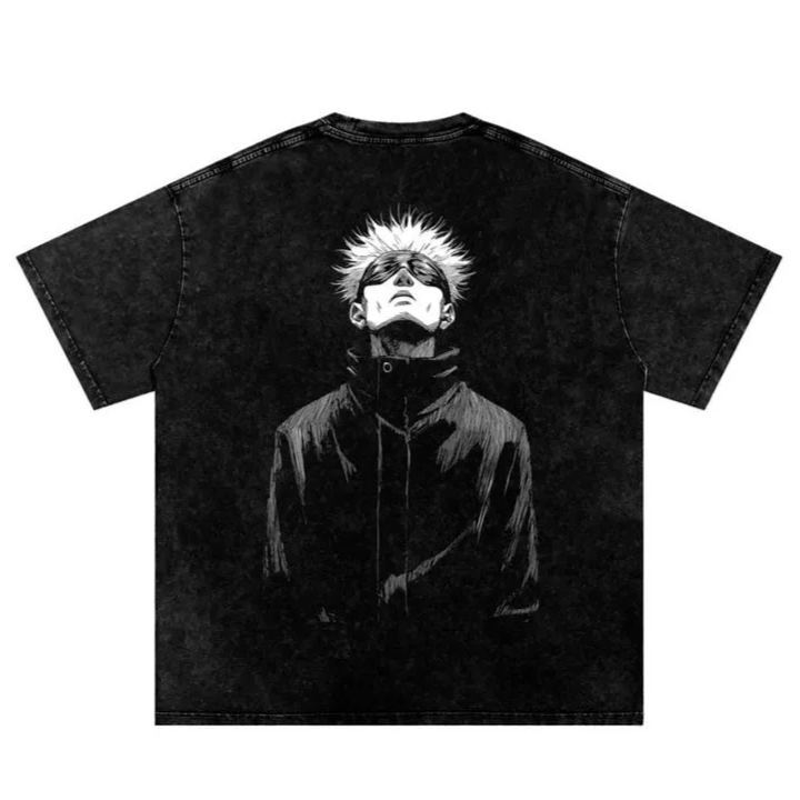 Unisex Satoru Gojo Anime Washed Oversize T-Shirt