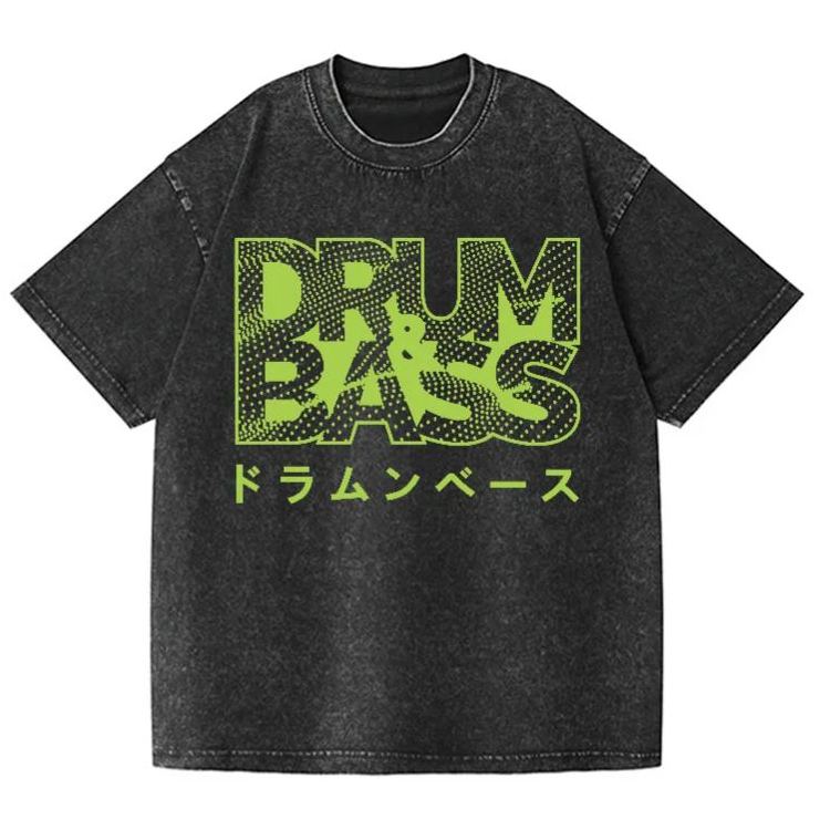 Drum and Bass Vintage Wash Japanese Design T-Shirt
