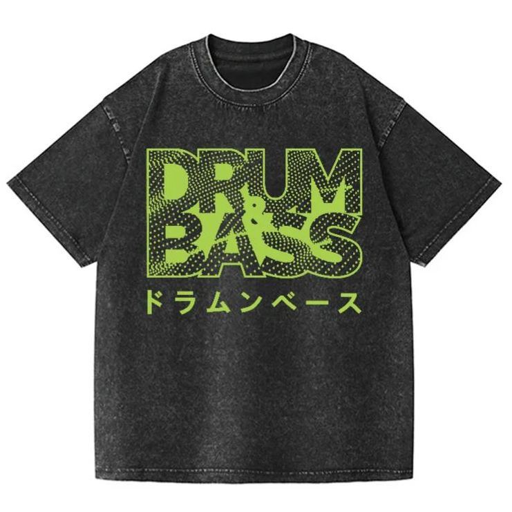 Drum and Bass Vintage Wash Japanese Design T-Shirt