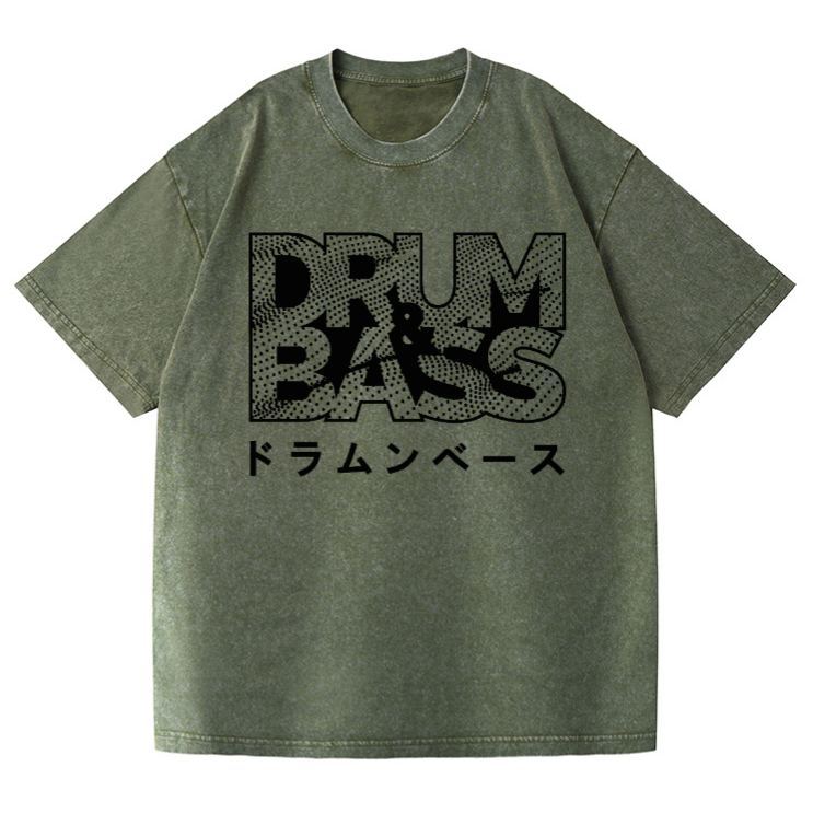 Drum and Bass Vintage Wash Japanese Design T-Shirt