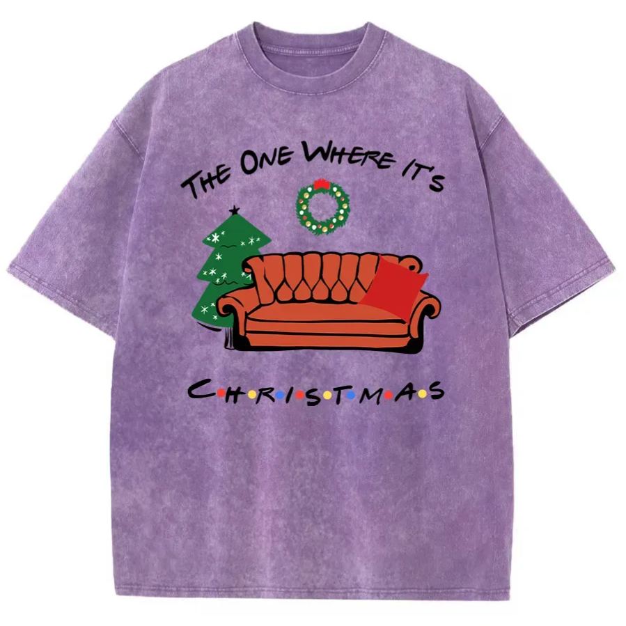Vintage The One Where It's Christmas Washed T-Shirt