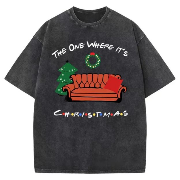 Vintage The One Where It's Christmas Washed T-Shirt