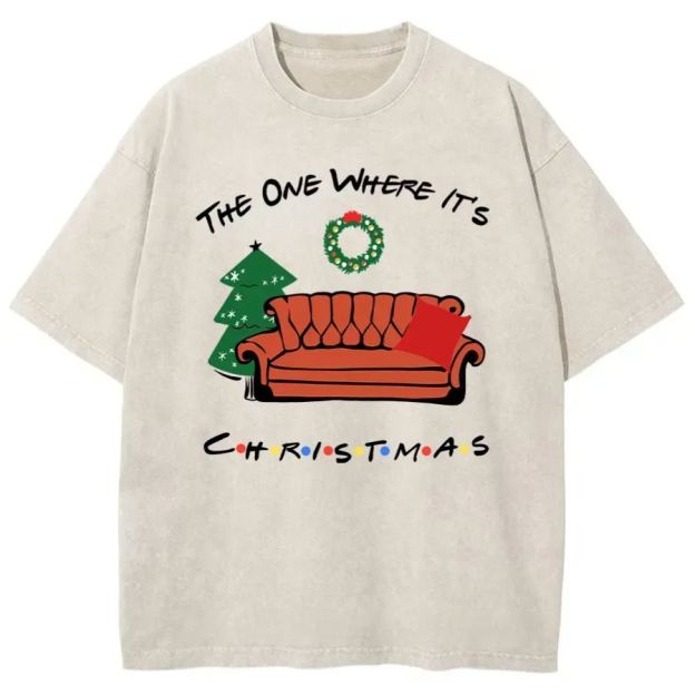 Vintage The One Where It's Christmas Washed T-Shirt