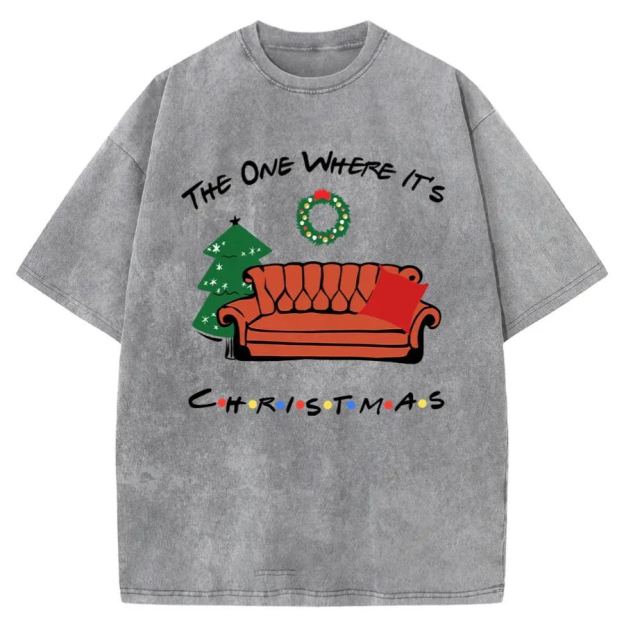 Vintage The One Where It's Christmas Washed T-Shirt