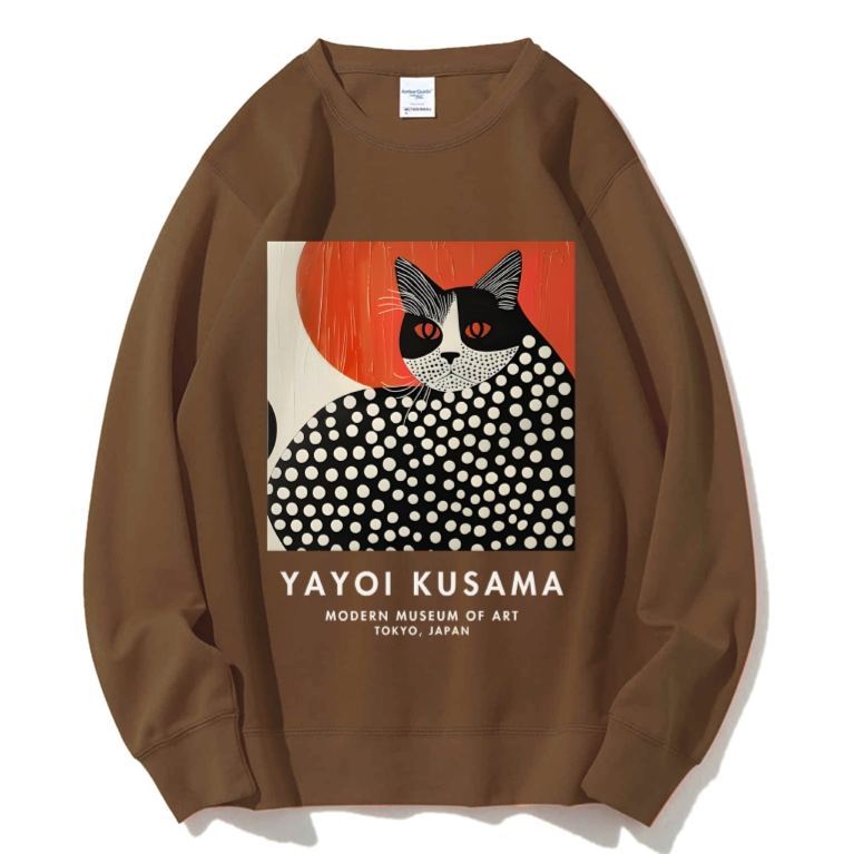 Unisex Yayoi Kusama Cat Printed Sweatshirt