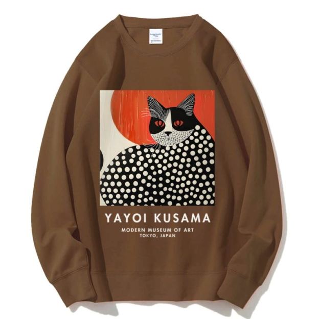 Unisex Yayoi Kusama Cat Printed Sweatshirt