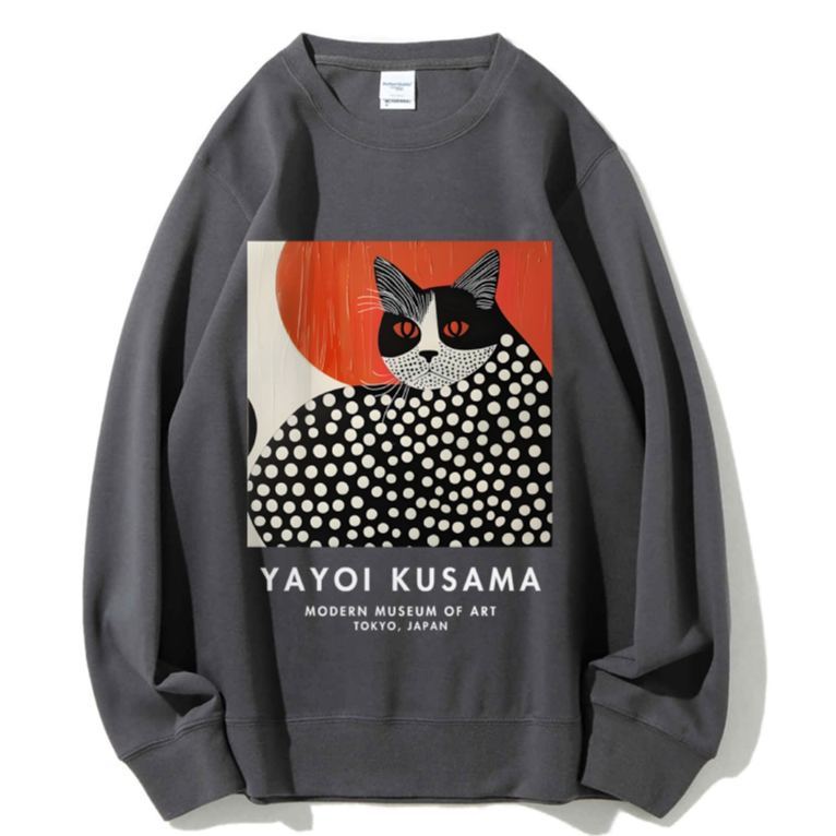 Unisex Yayoi Kusama Cat Printed Sweatshirt