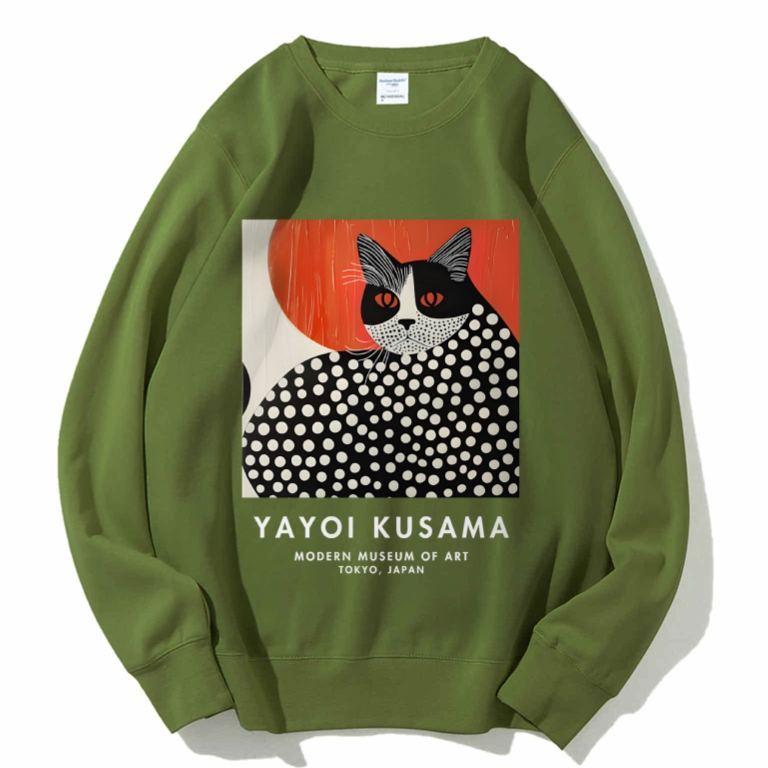 Unisex Yayoi Kusama Cat Printed Sweatshirt