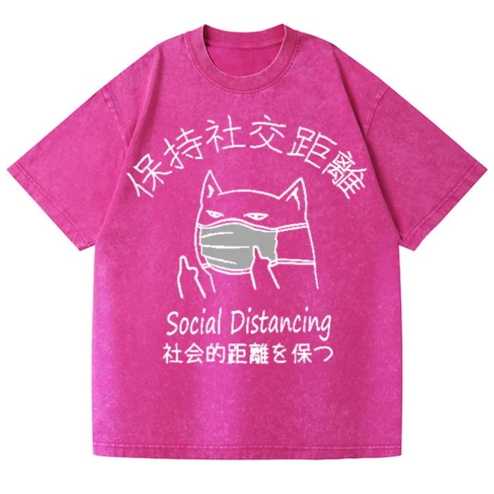 Unisex Social Distancing Vintage Wash Japanese Design T-Shirt