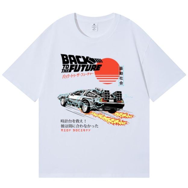 Unisex Classic Cotton Back to The Future Japanese Style Printed T-shirt