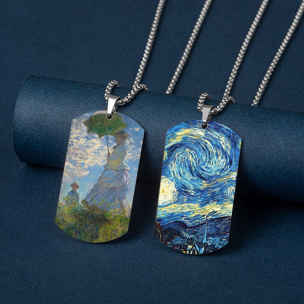Van Gogh Art Stainless Steel Dog Tag Necklace