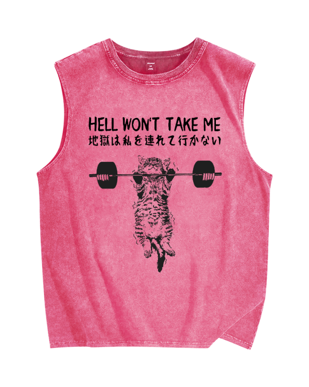 Hell Won't Take Me Vintage Distressed Washed Tank Top