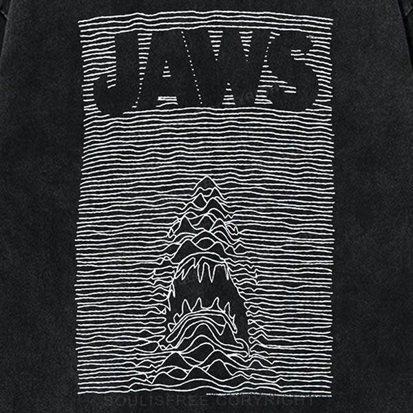 Unisex Jaws Printed Washed Tee
