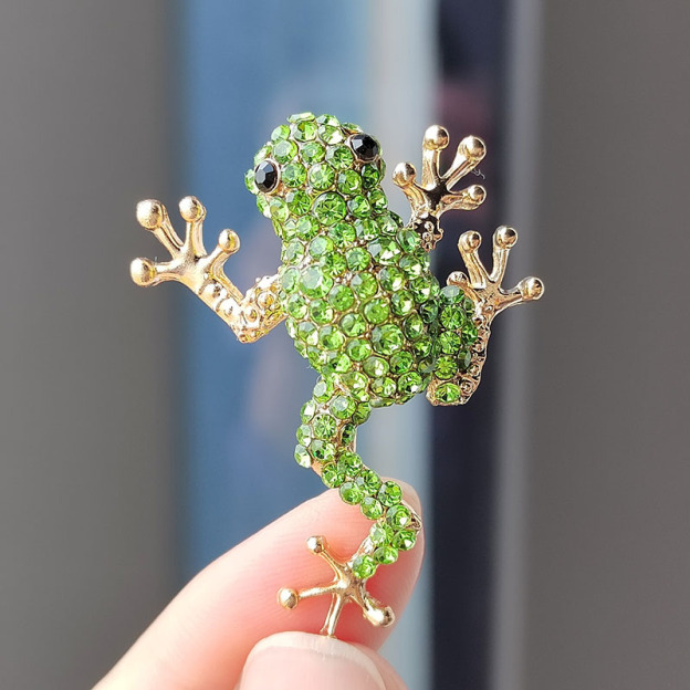 Stylish & Versatile Diamond Frog Pin