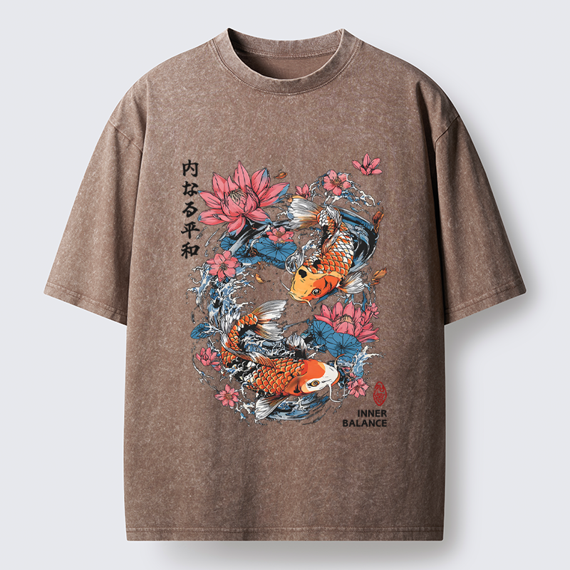 Unisex Koi Serenity Washed T-Shirt