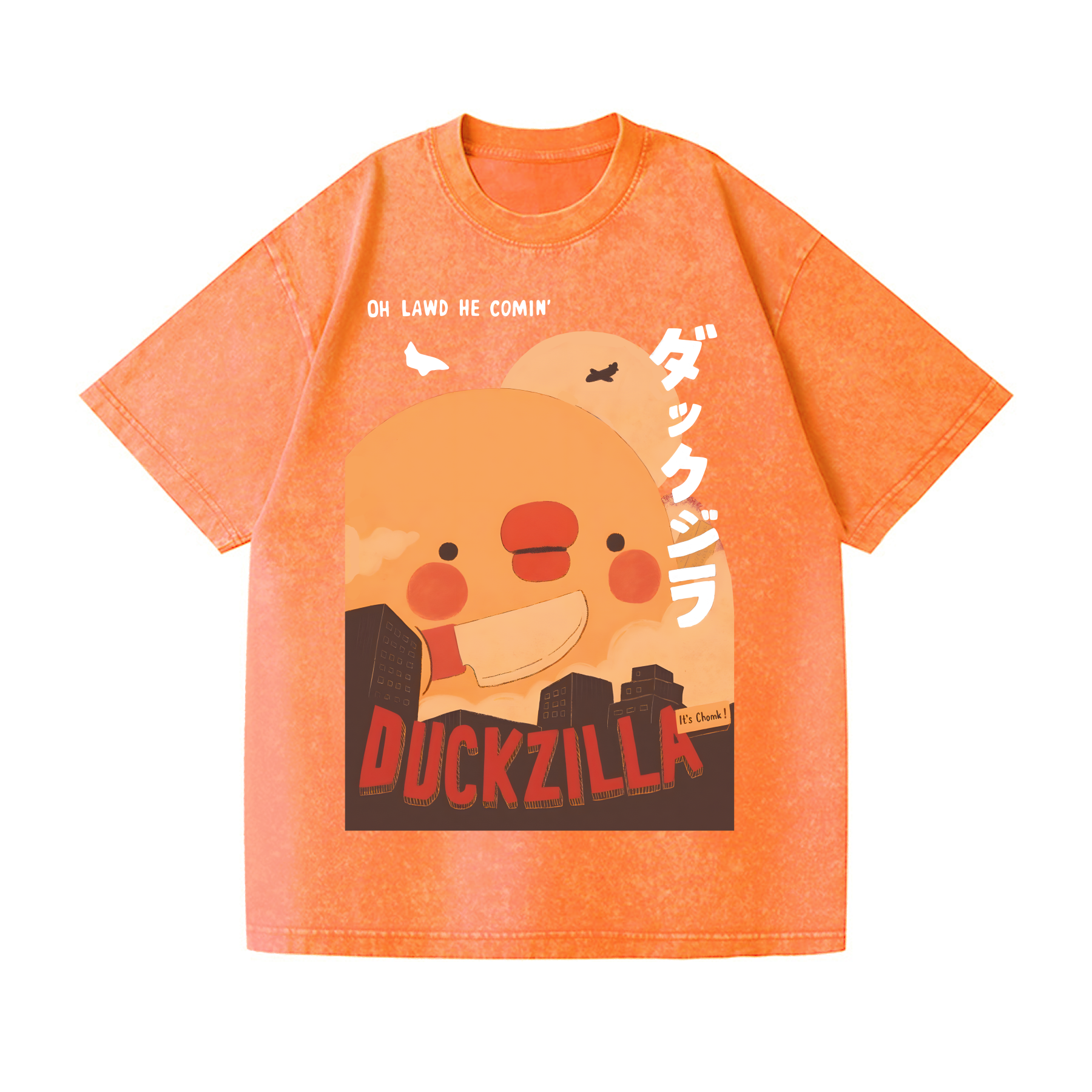 Duck Godzilla Vintage Wash Japanese Design T-Shirt