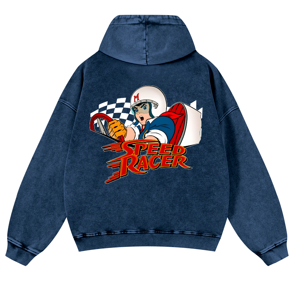 Speed Racer Vintage Washed Cotton Back Art Hoodie